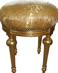 Casa Padrino Barock Sitzhocker - Rundhocker Gold Muster / Gold - Barock Hocker Möbel