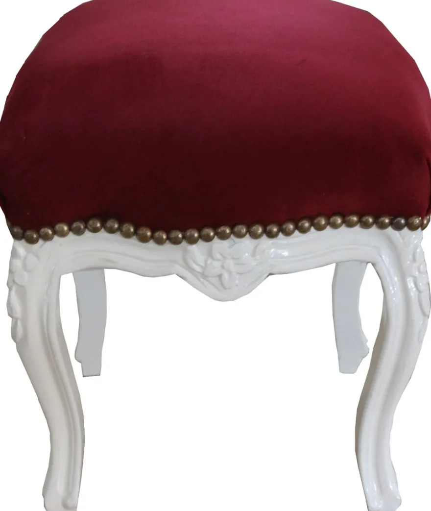 Casa Padrino Barock Sitzhocker Rot / Gold Höhe 40 cm, Breite 35 cm - Barock Möbel