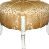 Casa Padrino Barock Sitzhocker - Rundhocker - Gold Muster/ Weiß - Barock Möbel