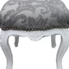 Casa Padrino Barock Sitzhocker Grau Muster / Weiß Höhe 40 cm, Breite 35 cm - Barock Möbel