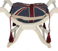 Casa Padrino Barock Sitzhocker - Kreuzhocker Union Jack/ Creme