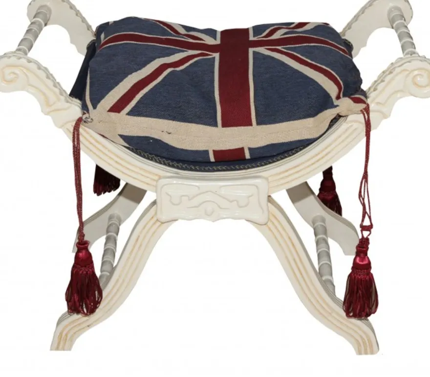 Casa Padrino Barock Sitzhocker - Kreuzhocker Union Jack/ Creme