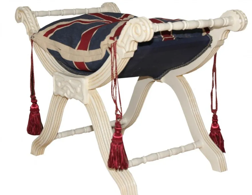 Casa Padrino Barock Sitzhocker - Kreuzhocker Union Jack/ Creme