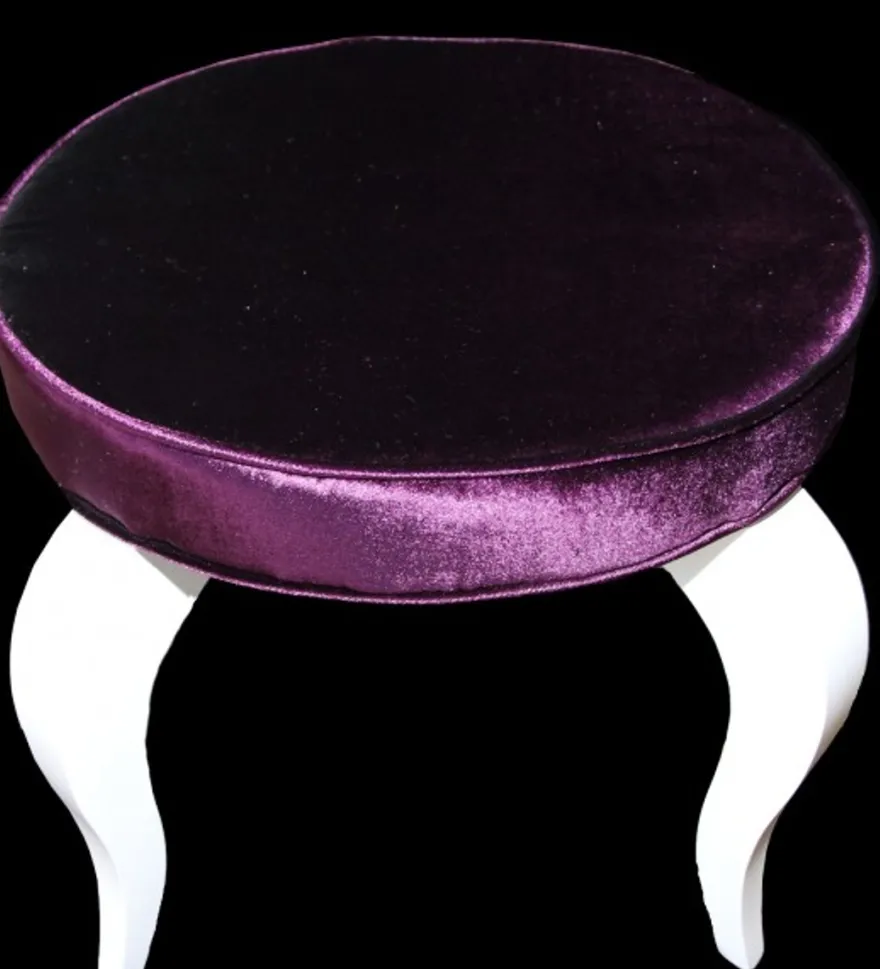 Casa Padrino Barock Sitzhocker Lila / Weiß - Designer Rundhocker - Luxus Qualität