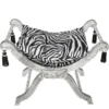 Casa Padrino Barock Sitzhocker - Kreuzhocker Zebra / Silber - Möbel