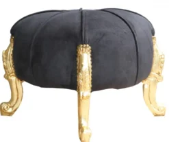 Casa Padrino Barock Sitzhocker - Rundhocker- Schwarz / Gold - Barock Möbel