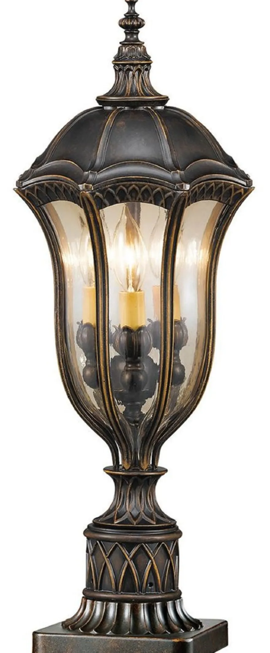 Casa Padrino Barock Sockelleuchte Braun / Bronze / Gold Ø 24,1 x H. 61 cm - Wetterfeste Garten Terrassen Außenleuchte Stehleuchte Gartenlaterne - Nostalgische Außenbeleuchtung