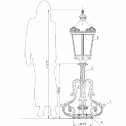 Casa Padrino Barock Sockelleuchte Schwarz H. 157 cm - Barockstil Außenbeleuchtung