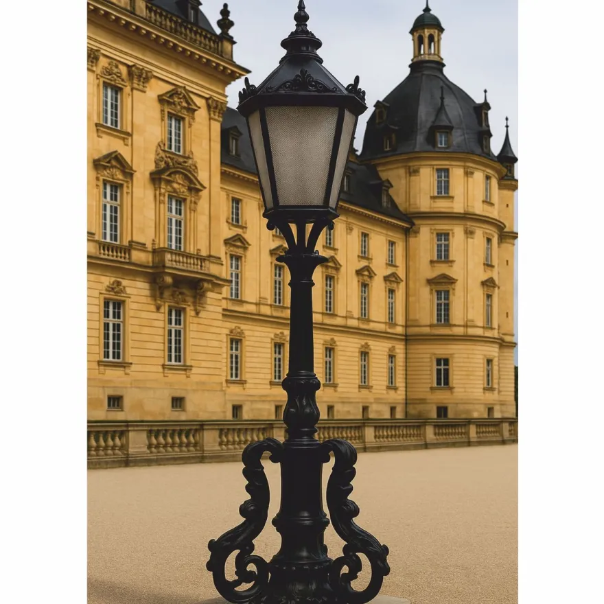 Casa Padrino Barock Sockelleuchte Schwarz H. 157 cm - Barockstil Außenbeleuchtung