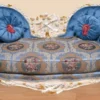 Casa Padrino Barock Sofa Blau Muster / Creme / Weiß / Gold - Handgefertigtes Wohnzimmer Sofa im Barockstil - Prunkvolle Barock Wohnzimmer Möbel