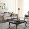 Casa Padrino Barock Sofa Braun / Beige / Schwarz / Gold 230 x 84 x H. 100 cm - Prunkvolles Wohnzimmer Sofa mit Blumenmuster - Barockstil Möbel