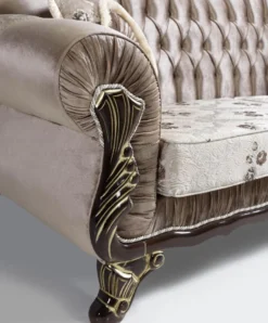 Casa Padrino Barock Sofa Braun / Beige / Schwarz / Gold 230 x 84 x H. 100 cm - Prunkvolles Wohnzimmer Sofa mit Blumenmuster - Barockstil Möbel