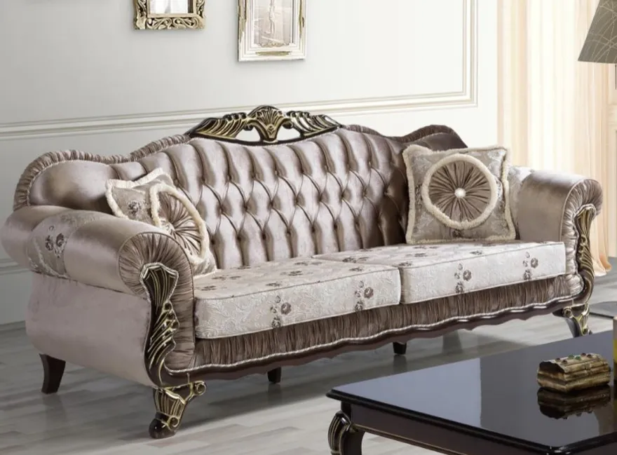 Casa Padrino Barock Sofa Braun / Beige / Schwarz / Gold 230 x 84 x H. 100 cm - Prunkvolles Wohnzimmer Sofa mit Blumenmuster - Barockstil Möbel