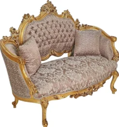 Casa Padrino Barock Sofa Braun / Antik Gold - Prunkvolles Wohnzimmer Sofa im Barockstil - Wohnzimmer Möbel im Barockstil - Barock Möbel - Barock Einrichtung