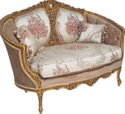 Casa Padrino Barock Sofa Braun / Mehrfarbig / Antik Gold - Prunkvolles Wohnzimmer Sofa im Barockstil - Wohnzimmer Möbel im Barockstil - Barock Möbel - Barock Einrichtung