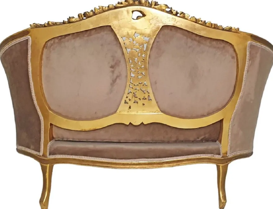 Casa Padrino Barock Sofa Braun / Mehrfarbig / Antik Gold - Prunkvolles Wohnzimmer Sofa im Barockstil - Wohnzimmer Möbel im Barockstil - Barock Möbel - Barock Einrichtung