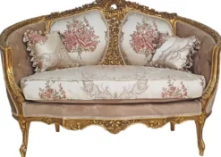 Casa Padrino Barock Sofa Braun / Mehrfarbig / Antik Gold - Prunkvolles Wohnzimmer Sofa im Barockstil - Wohnzimmer Möbel im Barockstil - Barock Möbel - Barock Einrichtung