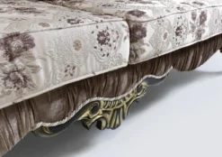 Casa Padrino Barock Sofa Braun / Beige / Schwarz / Gold 227 x 81 x H. 110 cm - Prunkvolles Wohnzimmer Sofa mit Blumenmuster - Barockstil Möbel