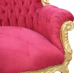 Casa Padrino Barock Sofa 3er Master im edlen Bordeaux Rot und Gold, Breite 210 cm