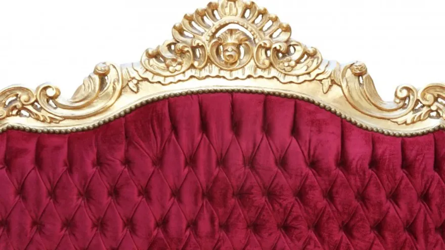 Casa Padrino Barock Sofa 3er Master im edlen Bordeaux Rot und Gold, Breite 210 cm