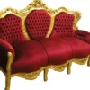 Casa Padrino Barock Sofa Garnitur King Bordeaux / Gold 184 x 81 x 125 cm - Massives Echtholz mit Samtstoff