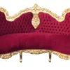 Casa Padrino Barock Sofa Garnitur Bordeaux/Gold + 2 Sessel - Wohnzimmer Barock - Limited Edition