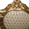 Casa Padrino Barock Sofa Garnitur Creme / Gold Lederoptik mit Bling Bling Glitzersteinen 184 x 81 x 125 cm