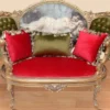 Casa Padrino Barock Sofa Grün / Rot / Mehrfarbig / Gold - Handgefertigtes Wohnzimmer Sofa im Barockstil - Prunkvolle Barock Wohnzimmer Möbel