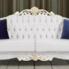 Casa Padrino Barock Sofa Hellgrau / Weiß / Gold 235 x 85 x H. 112 cm - Edles Wohnzimmer Sofa mit Glitzersteinen - Barock Möbel