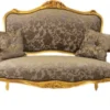 Casa Padrino Barock Sofa im italienischen Stil, Grau-Khaki Muster mit Gold, 130 x 110 x 55 cm