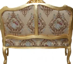 Casa Padrino Barock Sofa im italienischen Stil Creme Muster und Gold 138 x 68 x 111 cm