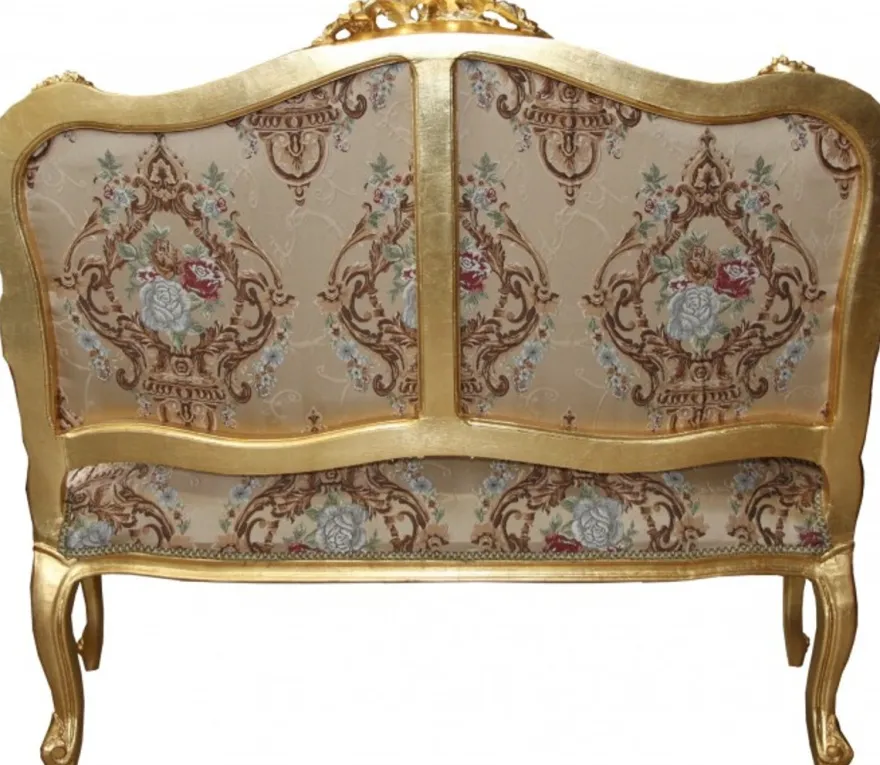 Casa Padrino Barock Sofa im italienischen Stil Creme Muster und Gold 138 x 68 x 111 cm