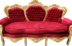 Casa Padrino Barock Sofa King Bordeaux Rot / Gold 184 x 125 x 81 cm - Luxus Lounge Couch