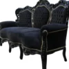 Casa Padrino Barock Sofa King Schwarz / Schwarz 184 x 125 x 81 cm - Massivholz Wohnzimmer Couch
