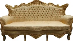 Casa Padrino Barock Sofa Master Gold Muster / Gold, Breite 210 cm - Luxuriöse Couch im Antik Stil
