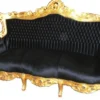 Casa Padrino Barock Sofa Master im antik Stil, Bezug Samt Schwarz, Holzgestell Gold, 210 x 90 x 135 cm