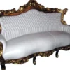 Casa Padrino Barock Sofa Master Weiß / Gold, Breite 210 cm, Höhe 135 cm, Tiefe 90 cm