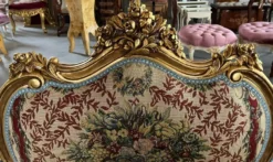 Casa Padrino Barock Sofa Mehrfarbig / Gold - Handgefertigtes Wohnzimmer Sofa im Barockstil - Prunkvolle Barock Möbel - Barockstil Wohnzimmer Möbel - Edel & Prunkvoll