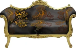 Casa Padrino Barock Sofa mit Muster Grau / Gold - Handgefertigtes Wohnzimmer Sofa im Barockstil - Barock Wohnzimmer Möbel