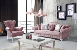 Casa Padrino Barock Sofa Rosa / Weiß 225 x 83 x H. 92 cm - Wohnzimmer Sofa im Barockstil - Barock Möbel