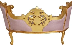 Casa Padrino Barock Sofa Rosa / Mehrfarbig / Gold - Prunkvolles Wohnzimmer Sofa im Barockstil - Wohnzimmer Möbel im Barockstil - Barock Möbel - Barock Einrichtung