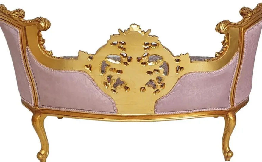 Casa Padrino Barock Sofa Rosa / Mehrfarbig / Gold - Prunkvolles Wohnzimmer Sofa im Barockstil - Wohnzimmer Möbel im Barockstil - Barock Möbel - Barock Einrichtung