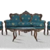 Casa Padrino Barock Sofa Set 3er Sofa 4 Sessel und Tisch mit Glasplatte - Antik Möbel