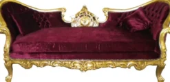 Casa Padrino Barock Sofa Vampire Bordeaux Gold, 200 x 75 x 82 cm, handgefertigtes Luxussofa im Antikstil