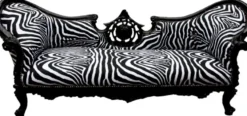 Casa Padrino Barock Sofa Vampire im Zebra-Design Schwarz, Breite 200 cm - Handgefertigtes Luxusmöbel