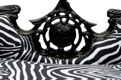 Casa Padrino Barock Sofa Vampire im Zebra-Design Schwarz, Breite 200 cm - Handgefertigtes Luxusmöbel
