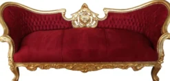 Casa Padrino Barock Sofa Vampire Bordeaux Gold - Luxuriöses Antik Stil Replikat - Breite 200 cm