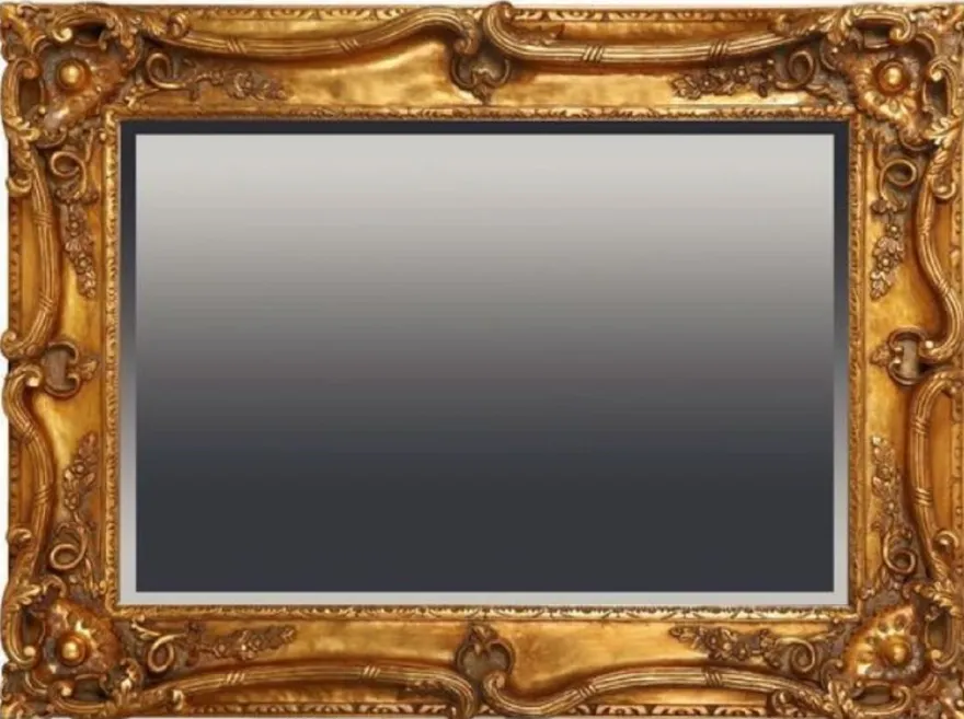 Casa Padrino Barock Spiegel Antik Gold 118 x H. 88 cm - Rechteckiger Wandspiegel im Barockstil - Prunkvoller Antik Stil Garderoben Spiegel - Barock Interior - Handgefertigte Barock Möbel