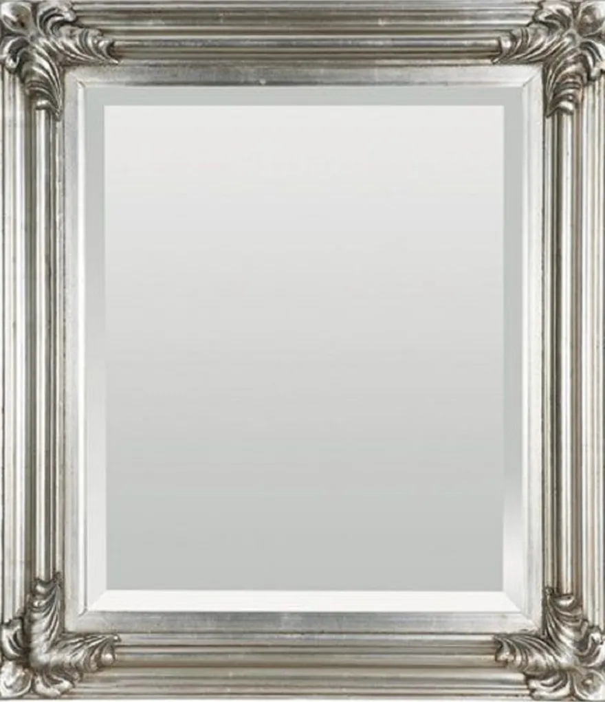 Casa Padrino Barock Spiegel Antik Silber 69 x H. 79 cm - Rechteckiger Wandspiegel im Barockstil - Prunkvoller Antik Stil Garderoben Spiegel - Barock Interior - Handgefertigte Barock Möbel