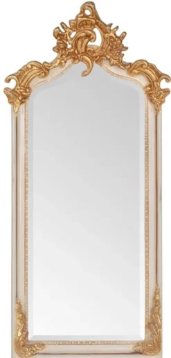 Casa Padrino Barock Spiegel Antik Stil Creme / Gold 115 x 48 cm - Möbel Wandspiegel
